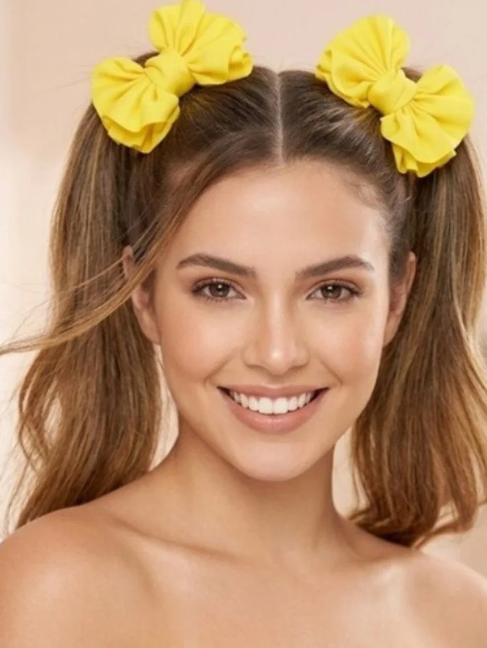 Handmade Yellow Grosgrain Pigtails Bows- Boutique Quality (Set Of 2)